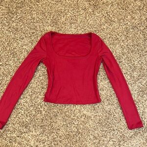 Elegant Red Long Sleeve Women's Top